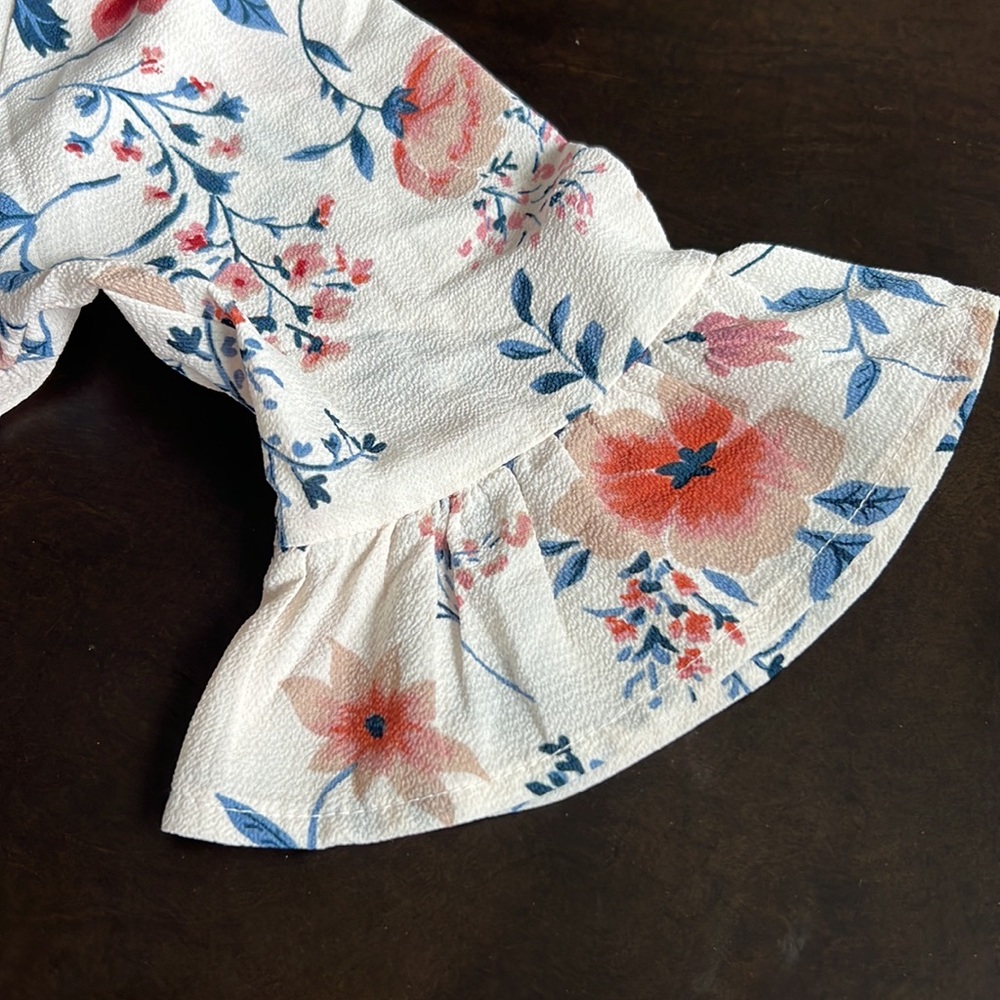 Floral 1/2 Sleeve Tie Blouse - Picture 14 of 14